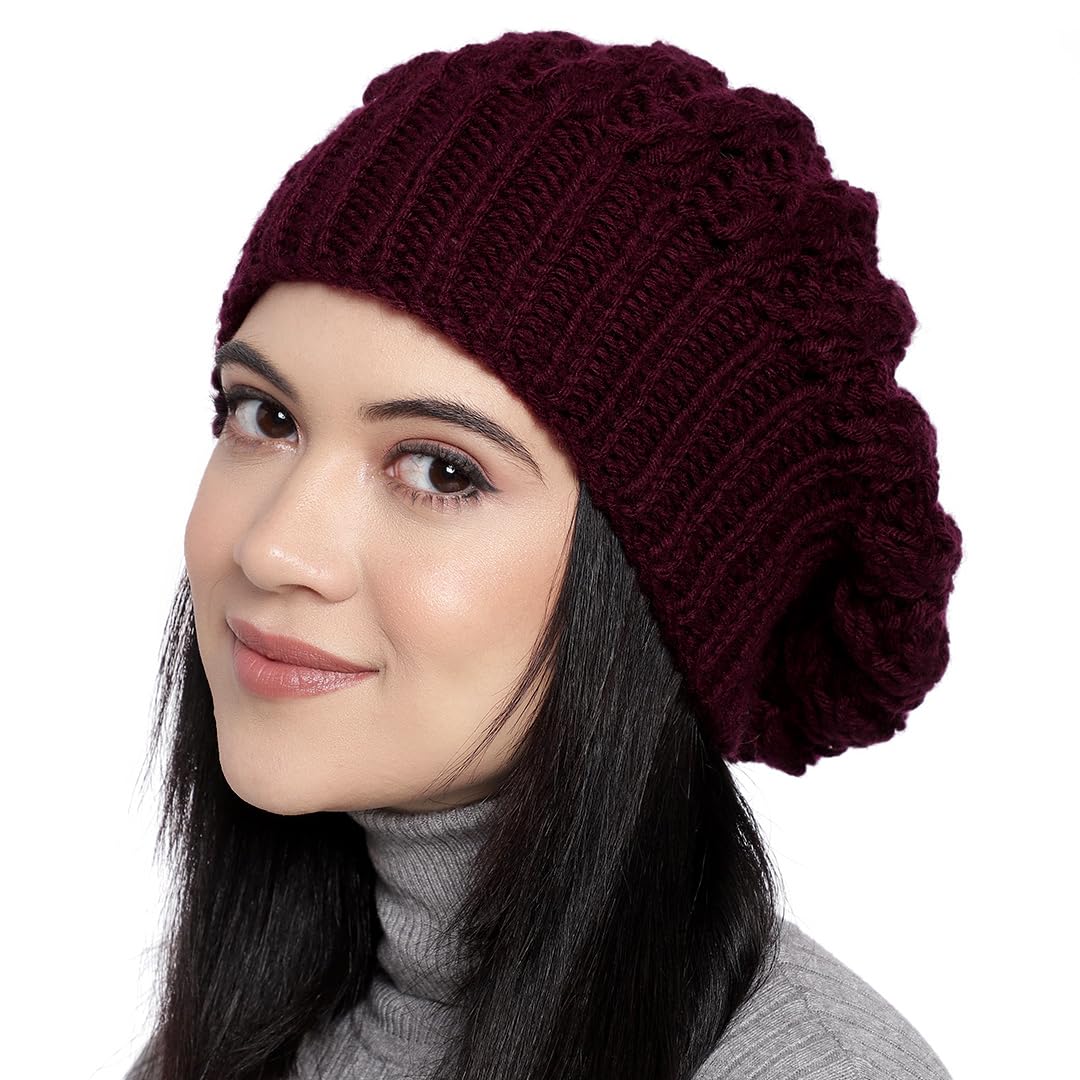 Buy Magic Needles - Winter Woolen Cap (Handmade Womens Slouchy